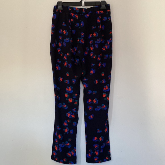 Topshop Navy Floral Printed High Rise Tapered Trouser Ankle Pants - Picture 4 of 10